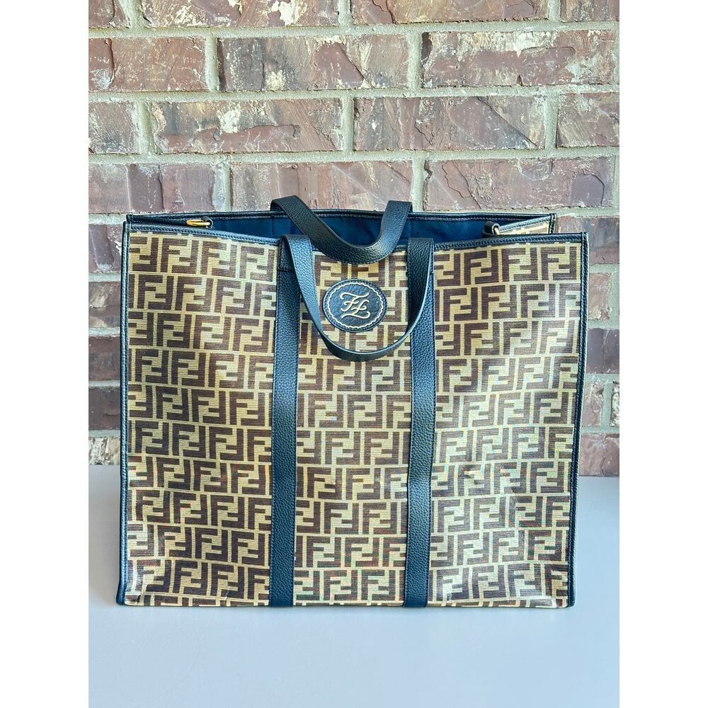Fendi Karligraphy Tote Metallic Zucca Canvas Large 72635